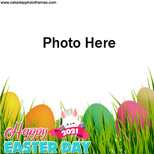 Happy Easter Day Card with Name & Photoframe